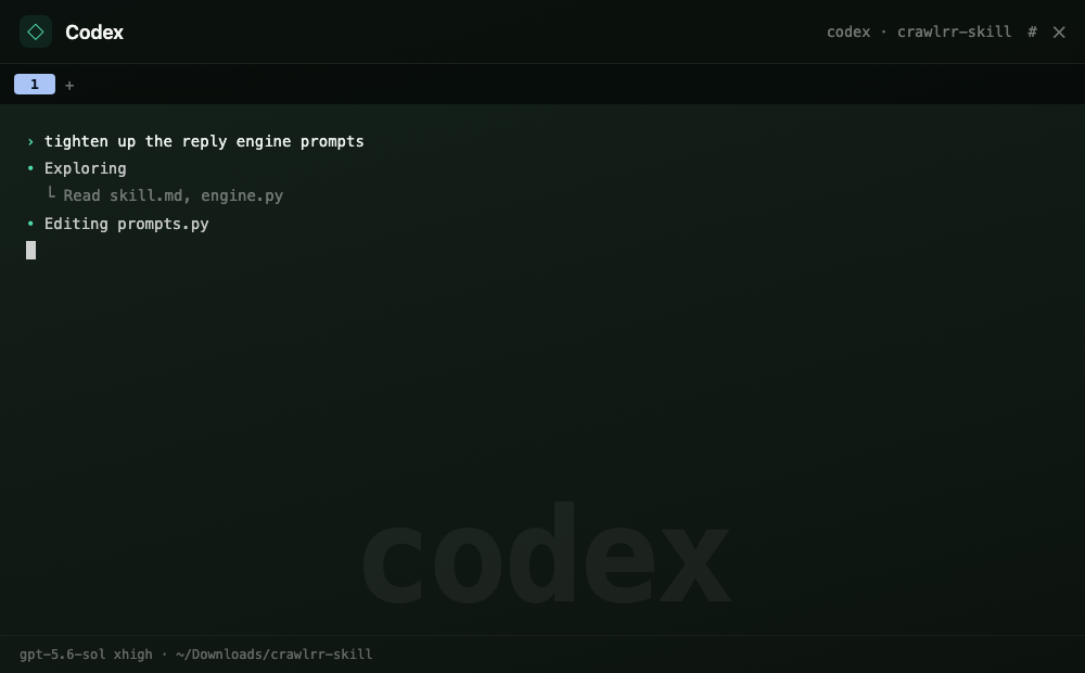 A Codex tile running in its own session